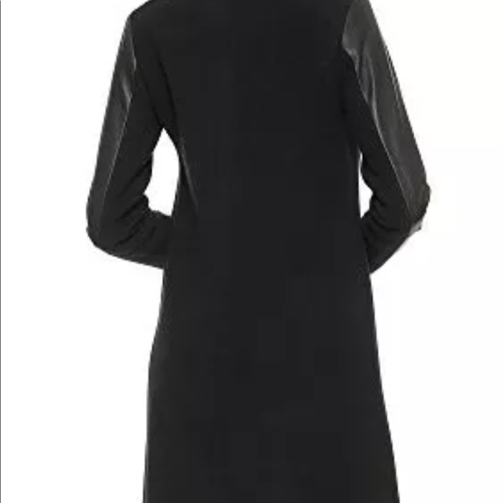 Theory black coat with leather sleeves